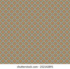Abstract seamless fabric retro pattern of multicolored rims inside one another