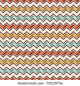 Abstract seamless fashion geometric pattern. Zigzag color lines. Colorful chevron stylized pattern with shadow effect. Herringbone pattern. Vector background.