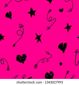 Abstract seamless fashion pattern with fancy elements. 