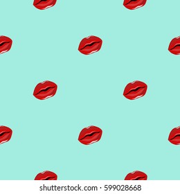 Abstract seamless fashion pattern with red lips for girls. Wrapping paper