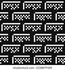 Resumen de texturas de tela de patrón de moda sin fisuras, patrón blanco y negro, ilustración monocromática del vector de arte de píxeles de pared de ladrillo. Diseño para aplicaciones web y móviles.