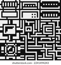 Abstract seamless fashion trend pattern fabric textures, black and white pattern, pixel art vector monochrome illustration. Design for web and mobile app.