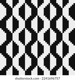 Abstract seamless fashion trend pattern fabric textures, black and white pattern, pixel art vector monochrome illustration. Design for web and mobile app.