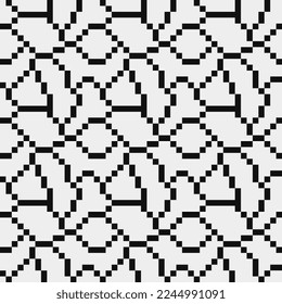 Abstract seamless fashion trend pattern fabric textures, black and white pattern, pixel art vector monochrome illustration. Design for web and mobile app.