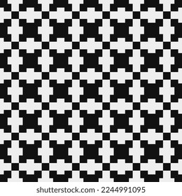 Resumen de texturas de tela de patrón de moda sin fisuras, patrón blanco y negro, ilustración monocromática vectorial de píxeles. Diseño para aplicaciones web y móviles.