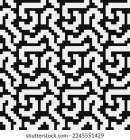 Abstract seamless fashion trend pattern fabric textures, black and white pattern, pixel art vector monochrome illustration. Design for web and mobile app.