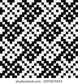 Abstract seamless fashion trend pattern fabric textures. Black and white pattern, pixel art vector monochrome illustration. Design for web and mobile app.