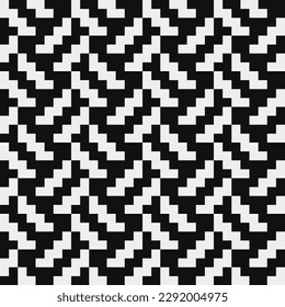 Resumen de texturas de tela de patrón de moda sin fisuras, patrón blanco y negro, ilustración monocromática vectorial de píxeles. Diseño para aplicaciones web y móviles.