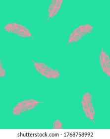 Abstract Seamless Feathers Vector Pattern Isolated Background