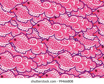 abstract seamless with fishes. Vector background