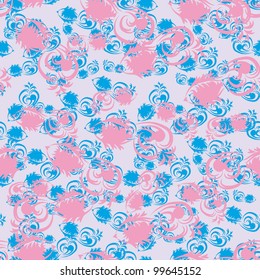 abstract seamless with fishes. Vector background