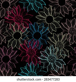 Abstract seamless floral background, vector illustration.
