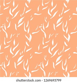 Abstract seamless floral bamboo pattern. White ornament on brown. Design element stock vector illustration for web, for print