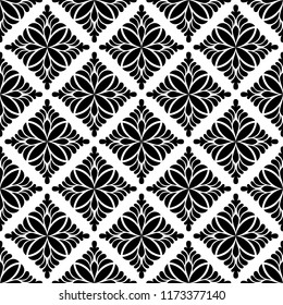 Abstract seamless floral damask. ornamental style vector background.