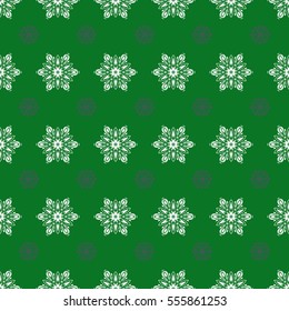 Abstract seamless with Floral Elements. Vector winter pattern. Seamless design on green background.