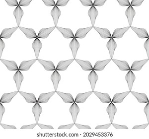 Resumen del patrón de línea floral sin fisuras. Ornamento de línea árabe con formas florales. Patrón de azulejos de oriente floral con líneas negras. Ornamento asiático. Textura geométrica del doodle giratoria