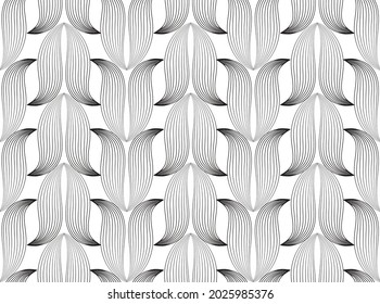 Abstract seamless floral linear pattern. Arabic line ornament with flower lotus shapes. Floral orient asian flower ornament with black lines.