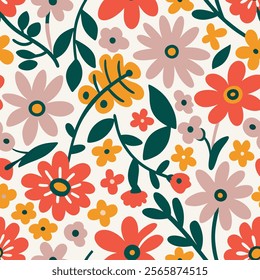 Abstract Seamless floral pattern. Blooming spring flowers in elegant. eps 10.