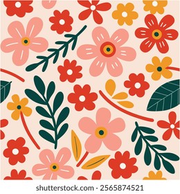 Abstract Seamless floral pattern. Blooming spring flowers in elegant. eps 10.