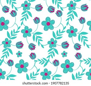 Abstraktes, nahtloses Blumenmuster. Blossom wiederholen Ornament. Blumen wiederholt bedruckt.