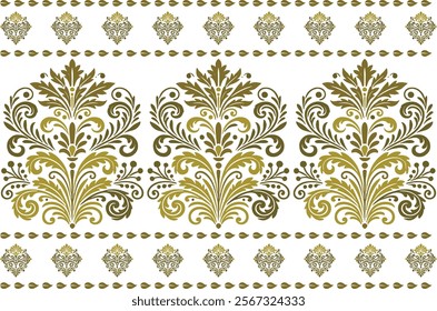 abstract seamless floral pattern with border design, vintage botanical motifs, and ethnic geometric accents for textile, fabric, wallpaper, and fashion apparel