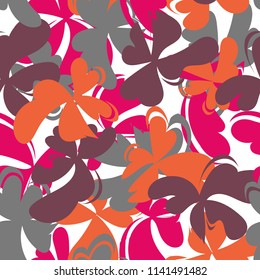 Padrão floral sem emenda abstrato. ilustração colorida da natureza. pano de fundo repetido para menina, têxtil, roupas, papel de embrulho. mães exóticas. manchas brilhantes. búfalos silhueta parede militar.