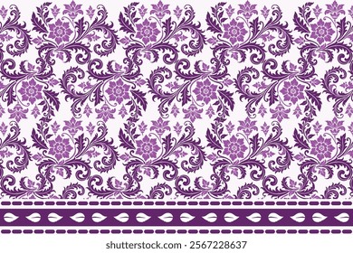 abstract seamless floral pattern with decorative border design, vintage botanical motifs, and ethnic geometric patterns for textiles, fabric, wallpaper, and fashion items