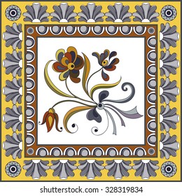 Abstract seamless floral pattern from decorative ornament elements . Portuguese texture (background) with flowers for packing, textile, interior, web design. Vector illustration.