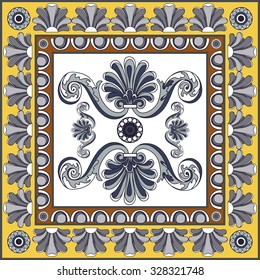 Abstract seamless floral pattern from decorative ornament elements . Portuguese texture (background) with flowers for packing, textile, interior, web design. Vector illustration.