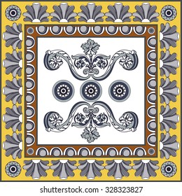 Abstract seamless floral pattern from decorative ornament elements . Portuguese texture (background) with flowers for packing, textile, interior, web design. Vector illustration.