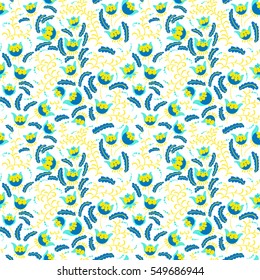 Abstract seamless floral pattern in a doodle style, vector decorative background. Design with fantasy plants for textile, wrapping paper 