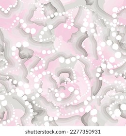 Abstract seamless floral pattern with dots, lines and petals. Ornamental flourish drawn texture. Abstract backdrop with chaotic flowing dots. Artistic stylish tiled  background.