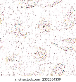 Abstract seamless floral pattern with dots and leaves. Dotted flourish multicolor festive texture. Abstract backdrop with chaotic flowing organic shapes. Artistic stylish summer tiled  background.