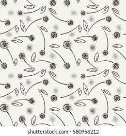 Abstract seamless floral pattern. Furry blossom. Dots flowers.