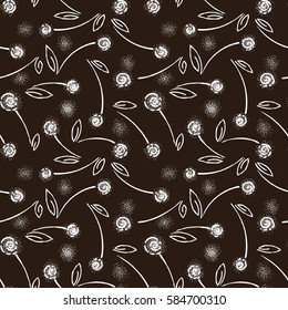 Abstract seamless floral pattern. Furry blossom. Dots flowers.