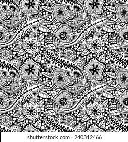 Abstract seamless floral pattern with geckos