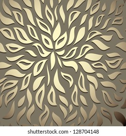 Abstract seamless floral pattern, golden-beige background