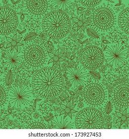 Abstract seamless floral pattern in green colors