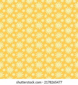 Abstraktes, nahtloses Muster. Hand gezeichnete duftende Blumen auf gelbem Hintergrund. Vektorgrafik.