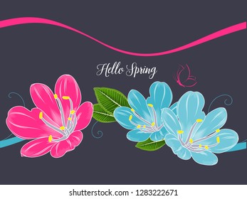 Abstract seamless floral pattern with hand-drawn clivia flowers.