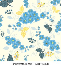 Abstract seamless floral pattern. Isolated wild seamless flower pattern. Blooming wild pattern with seamless print. For wallpaper, backgrounds, surface textures, fabric printing. Vector illustration.