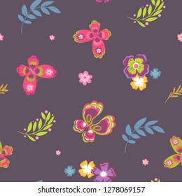 Abstract seamless floral pattern. Nature repeated backdrop for textile, clothes, wrapping paper. 