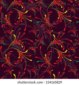 Abstract seamless floral pattern on a dark background