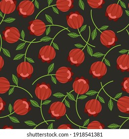 Abstract seamless floral pattern on dark background.