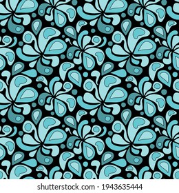 Abstract seamless floral pattern on a black background. Vector illustration. Background.