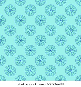 Abstract seamless floral pattern on the cyan background