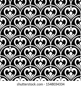 Abstract seamless floral pattern. ornament fabric, wallpaper, packaging. white and black decorative vector background.