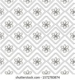 Abstract seamless floral pattern. ornament fabric, wallpaper, packaging. white and grey decorative vector background. Geometric
