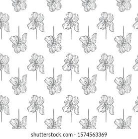 Abstract seamless floral pattern. ornament fabric, wallpaper, packaging. white and grey decorative vector background. iris