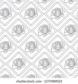 Abstract seamless floral pattern. ornament fabric, wallpaper, packaging. white and grey decorative vector background. Geometric Rose